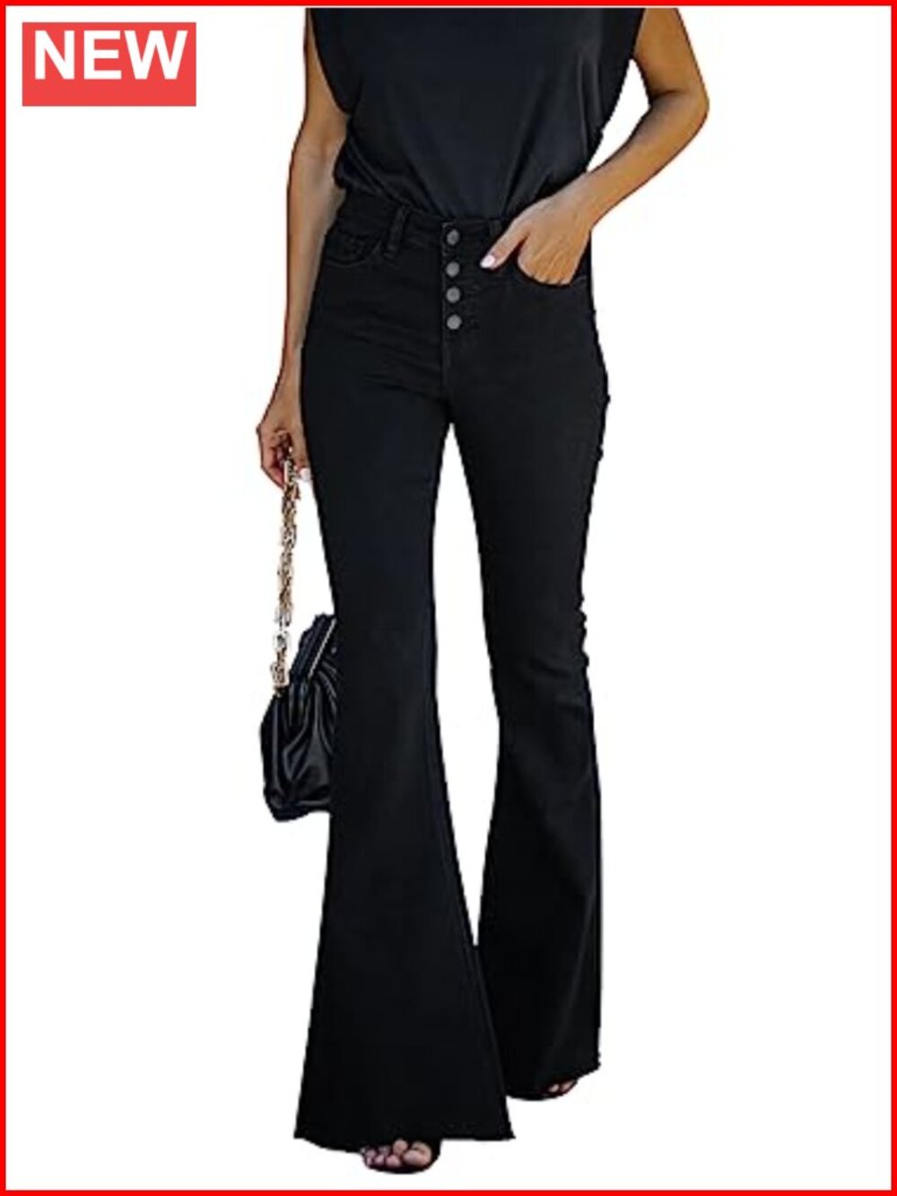 High Waisted Flare Bell Bottom Jeans Wide Leg Stretchy Denim Pants